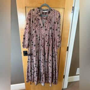 Zara Long Sleeve Floral Dress - Pink and Black